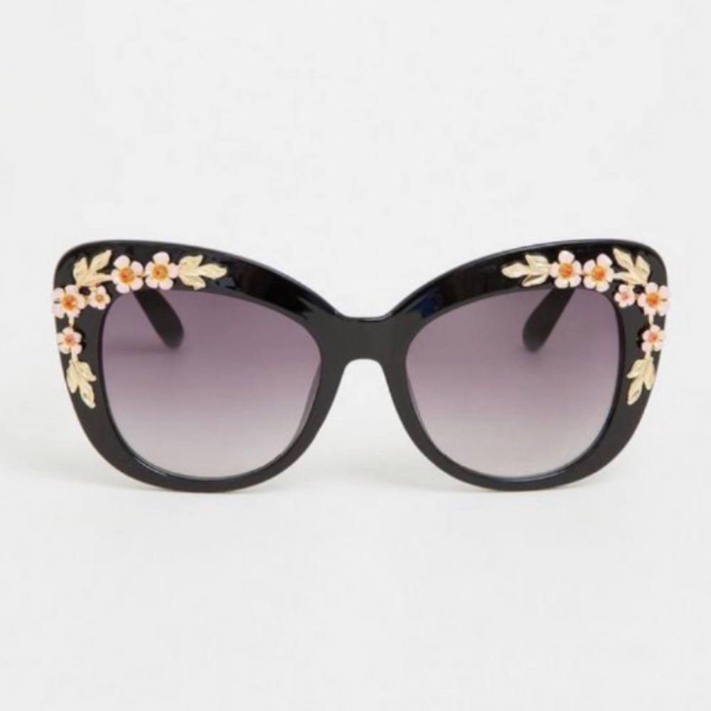 🆕 🕶️ Rosette Cat Eye Black Sunglasses NWT Torrid New!
